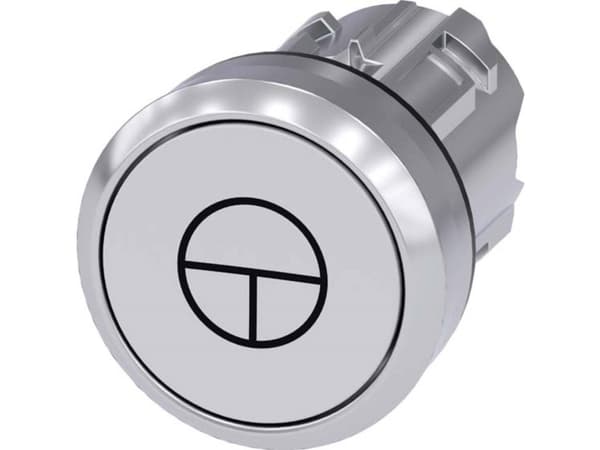 Siemens 3SU10500AB600AB0 3SU1050-0AB60-0AB0 Painike Eturengas metallia, kiiltävä, pyöreä painike hopea, valkoinen 1 kpl