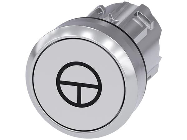 Siemens 3SU10500AB600AB0 3SU1050-0AB60-0AB0 Painike Eturengas metallia, kiiltävä, pyöreä painike hopea, valkoinen 1 kpl