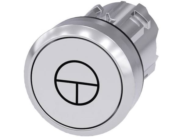 Siemens 3SU10500AB600AB0 3SU1050-0AB60-0AB0 Painike Eturengas metallia, kiiltävä, pyöreä painike hopea, valkoinen 1 kpl
