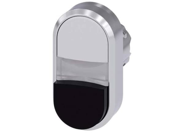 Siemens 3SU1050-3BB61-0AA0 Dubbel tryckknapp Frontring metall, högglans Knapp Silver, vit, svart 1 st