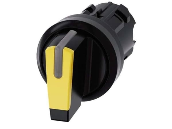 Siemens 3SU10022BP300AA0 3SU1002-2BP30-0AA0 Drejekontakt Frontring plastic, kan belyses Spændeanordning Sort, Gul 2 x 45 ° 1 stk