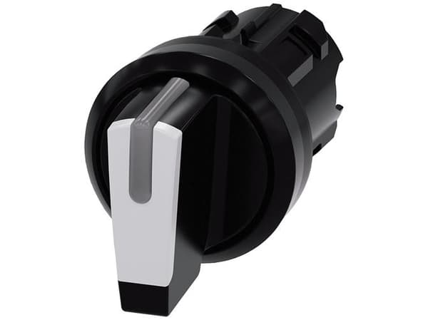 Siemens 3SU10022BP600AA0 3SU1002-2BP60-0AA0 Kääntökytkin Eturengas muovia, valaistavissa Kiinnityslaite Musta, valkoinen 2 x 45° 1 kpl