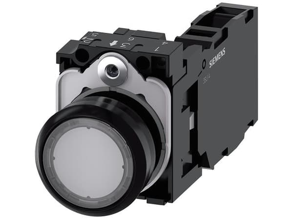 Siemens 3SU11000AB701FA0 3SU1100-0AB70-1FA0 Painike Eturengas muovia, Pyöreä painike Musta, Kirkas 1 kpl