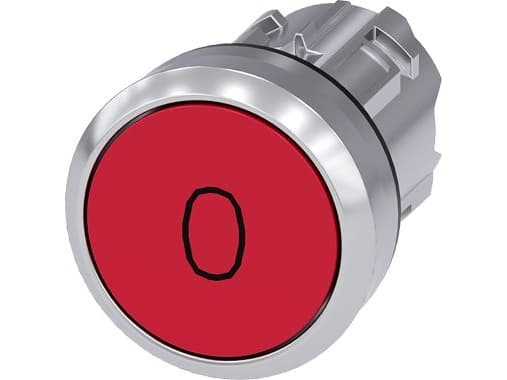 Siemens 3SU1050-0AB20-0AD0 Tryckknapp Frontring metall, högglans, rund knapp Silver, röd 1 st