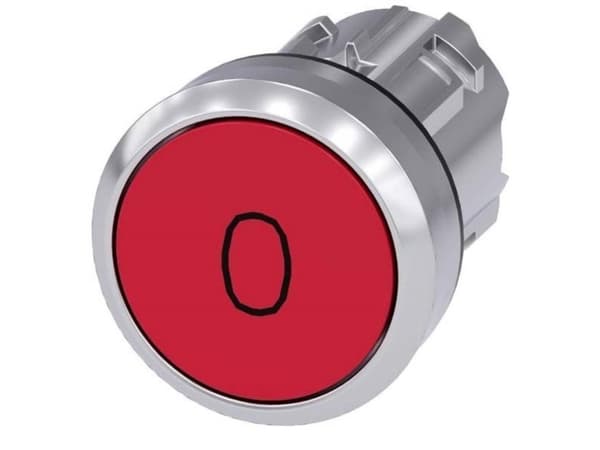 Siemens 3SU1050-0AB20-0AD0 Tryckknapp Frontring metall, högglans, rund knapp Silver, röd 1 st