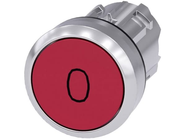 Siemens 3SU1050-0AB20-0AD0 Tryckknapp Frontring metall, högglans, rund knapp Silver, röd 1 st