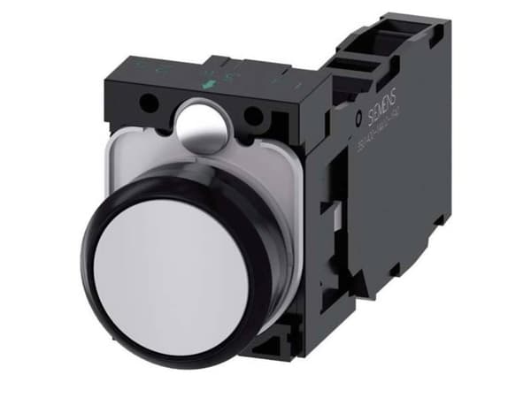 Siemens 3SU11000AB801FA0 3SU1100-0AB80-1FA0 Painike Eturengas muovi, Pyöreä painike Musta, Harmaa 1 kpl