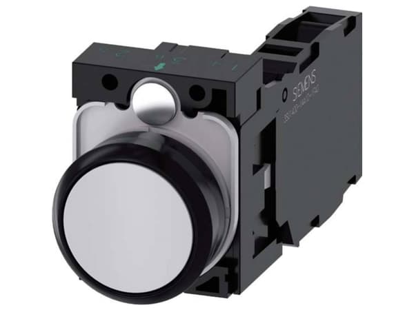 Siemens 3SU11000AB801FA0 3SU1100-0AB80-1FA0 Painike Eturengas muovi, Pyöreä painike Musta, Harmaa 1 kpl