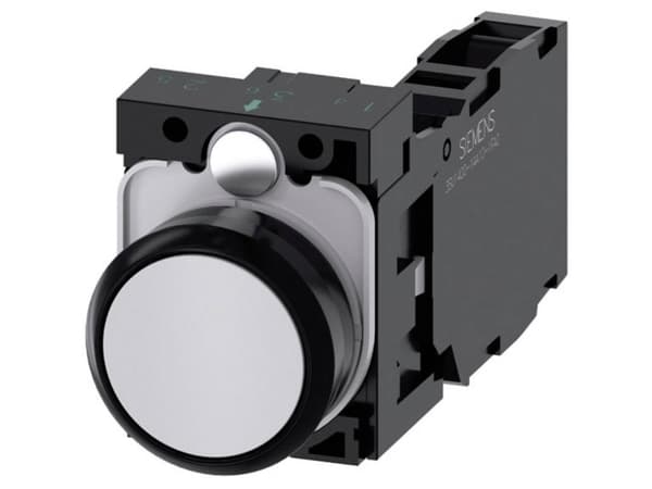 Siemens 3SU11000AB801FA0 3SU1100-0AB80-1FA0 Painike Eturengas muovi, Pyöreä painike Musta, Harmaa 1 kpl