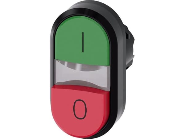 Valaistu painonappi kaksinkertainen 22mm pyöreä muovinen vihreä ja punainen o Painonapit litteät/ovaaliset 3SU1001-3BB42-0AK0