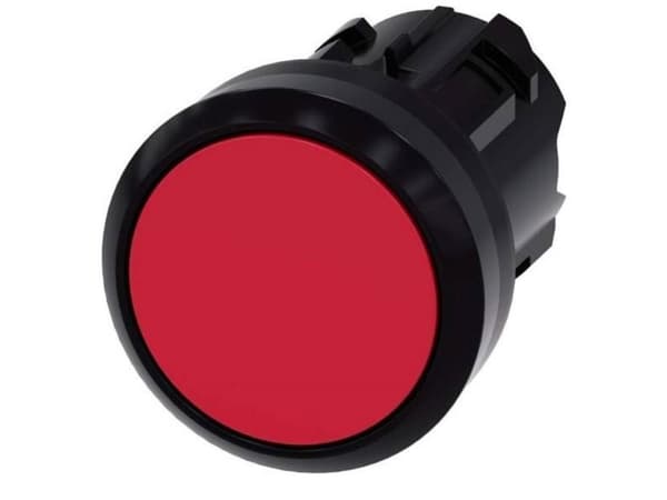 Painonappi 22mm pyöreä punainen muovinen litteä ilman itsepalautuvaa 3SU1000-0AA20-0AA0