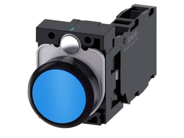 Siemens 3SU11000AB501FA0 3SU1100-0AB50-1FA0 Trykknap Frontring plastic, Rund Knap Sort, Blå 1 stk