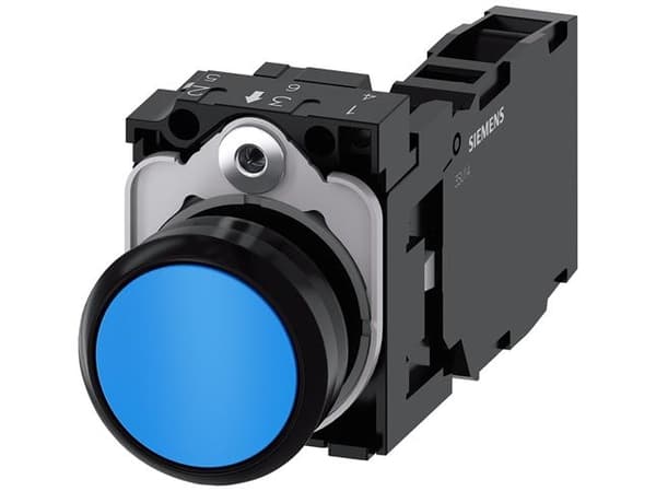 Siemens 3SU11000AB501FA0 3SU1100-0AB50-1FA0 Trykknap Frontring plastic, Rund Knap Sort, Blå 1 stk
