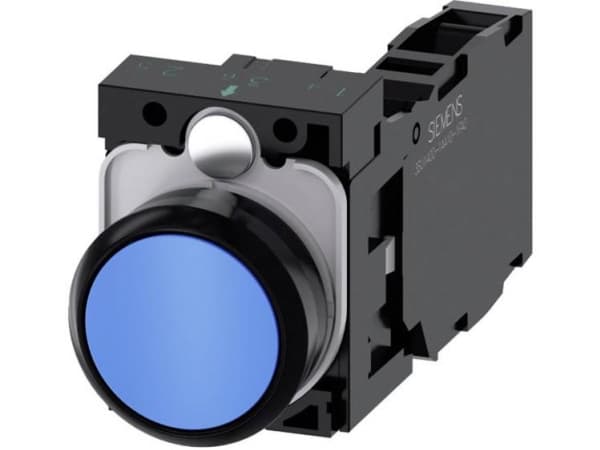 Siemens 3SU11000AB501FA0 3SU1100-0AB50-1FA0 Trykknap Frontring plastic, Rund Knap Sort, Blå 1 stk