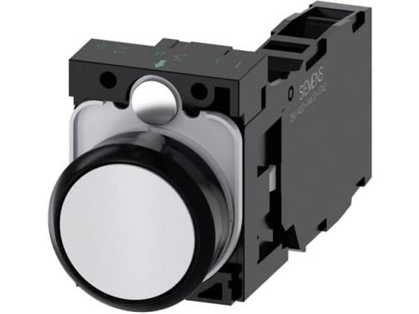 Siemens 3SU1100-0AB60-1FA0 Tryckknapp frontring plast, rund knapp svart, vit 1 st