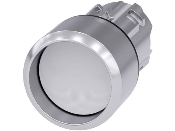 Siemens 3SU1050-0CB60-0AA0 Tryckknapp Frontring metall, högglans, rund knapp Silver, vit 1 st