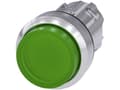 Pikkukuva 2 / 5: Siemens 3SU10510BB400AA0 3SU1051-0BB40-0AA0 Kevyt painonappi Eturengas metallia, kiiltävä, pyöreä Painike hopea, vihreä 1 kpl