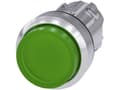 Pikkukuva 1 / 5: Siemens 3SU10510BB400AA0 3SU1051-0BB40-0AA0 Kevyt painonappi Eturengas metallia, kiiltävä, pyöreä Painike hopea, vihreä 1 kpl