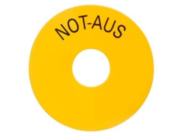 Siemens Underlagsskilt Rund (Ø) 19 mm NØD-STOP Gul 1 stk