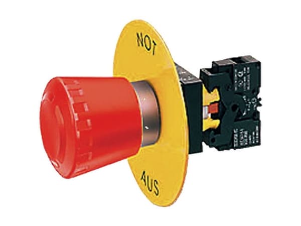 Siemens Underlagsskilt Rund (Ø) 19 mm NØD-STOP Gul 1 stk