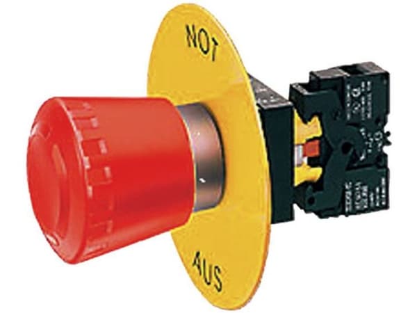 Siemens Underlagsskilt Rund (Ø) 19 mm NØD-STOP Gul 1 stk