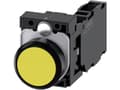 Miniatyrbilde 1 av 5: Trykknap 22mm rund plast gul knap 1NO1NC