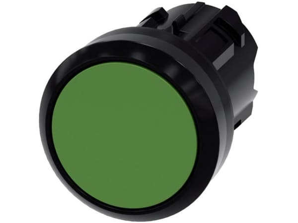 Siemens 3SU1000-0AA40-0AA0 Tryckknapp frontring plast, rund knapp svart, grön tryckavlastning 1 st