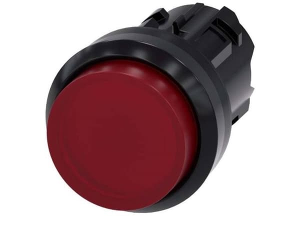 Siemens 3SU10010BB200AA0 3SU1001-0BB20-0AA0 Kevyt painike Eturengas muovi, Pyöreä painike Musta, Punainen 1 kpl