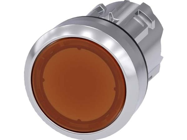Siemens 3SU10510AB000AA0 3SU1051-0AB00-0AA0 Kevyt painonappi Eturengas metallia, kiiltävä, pyöreä Painike hopea, keltainen 1 kpl
