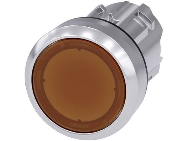 Siemens 3SU10510AB000AA0 3SU1051-0AB00-0AA0 Kevyt painonappi Eturengas metallia, kiiltävä, pyöreä Painike hopea, keltainen 1 kpl