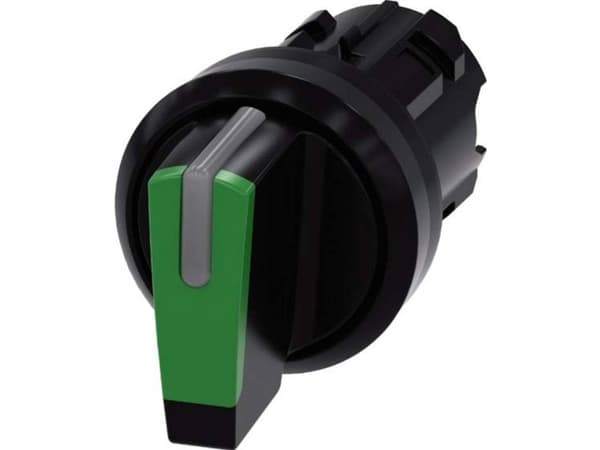 Siemens 3SU10022BP400AA0 3SU1002-2BP40-0AA0 Kääntökytkin Eturengas muovinen, valaistava Kiinnityslaite Musta, vihreä 2 x 45° 1 kpl