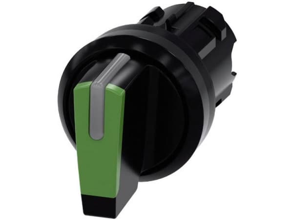 Siemens 3SU10022BP400AA0 3SU1002-2BP40-0AA0 Kääntökytkin Eturengas muovinen, valaistava Kiinnityslaite Musta, vihreä 2 x 45° 1 kpl