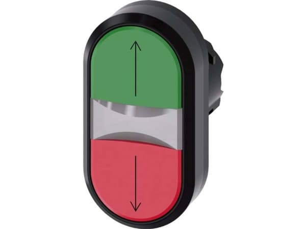 Siemens 3SU10013AB420AN0 3SU1001-3AB42-0AN0 Kaksoispainike Eturengas muovista Painike Musta, vihreä, punainen 1 kpl