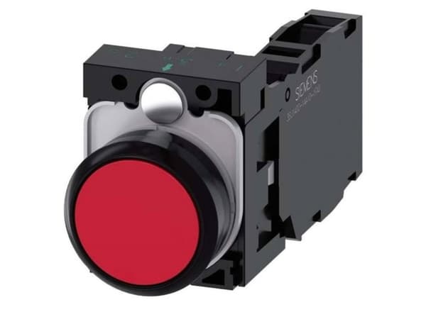 Siemens 3SU11000AB201FA0 3SU1100-0AB20-1FA0 Trykknap Frontring plastic, Rund Knap Sort, Rød 1 stk