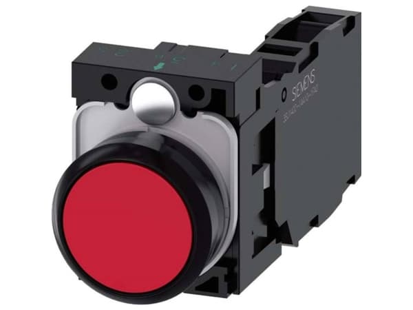Siemens 3SU11000AB201FA0 3SU1100-0AB20-1FA0 Trykknap Frontring plastic, Rund Knap Sort, Rød 1 stk