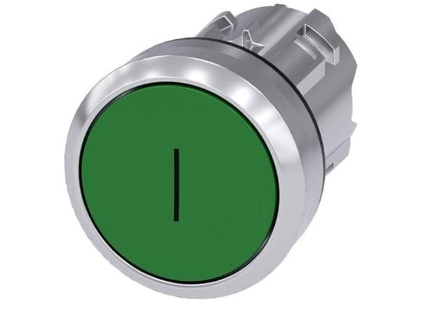 Siemens 3SU1050-0AB40-0AC0 Tryckknapp Frontring metall, högglans, rund knapp Silver, grön 1 st