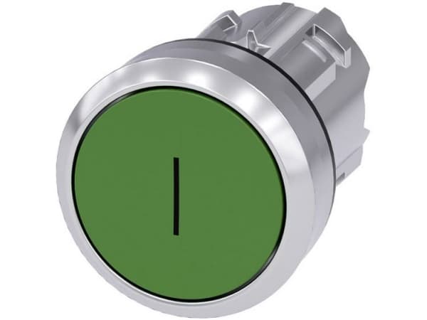 Siemens 3SU1050-0AB40-0AC0 Tryckknapp Frontring metall, högglans, rund knapp Silver, grön 1 st