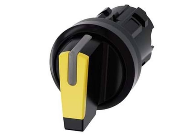 Siemens 3SU10022BN300AA0 3SU1002-2BN30-0AA0 Drejekontakt Frontring plastic, kan belyses Spændeanordning Sort, Gul 2 x 45 ° 1 stk