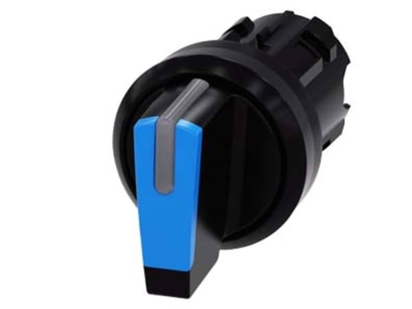 Omskifter lys 22mm rund plast blå 3 pos