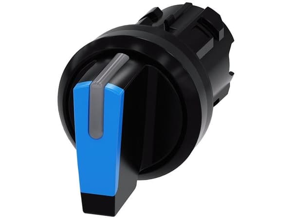 Omskifter lys 22mm rund plast blå 3 pos