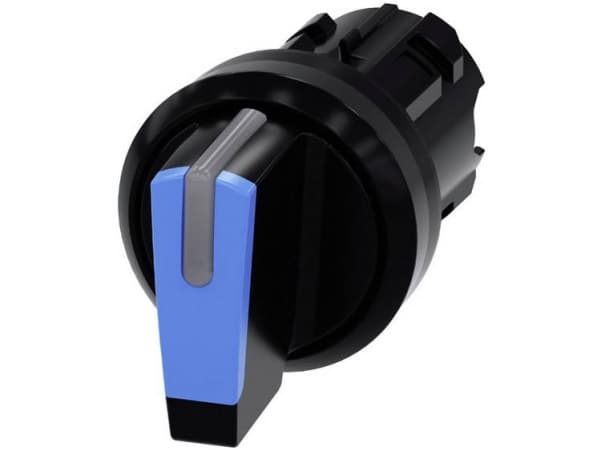 Omskifter lys 22mm rund plast blå 3 pos