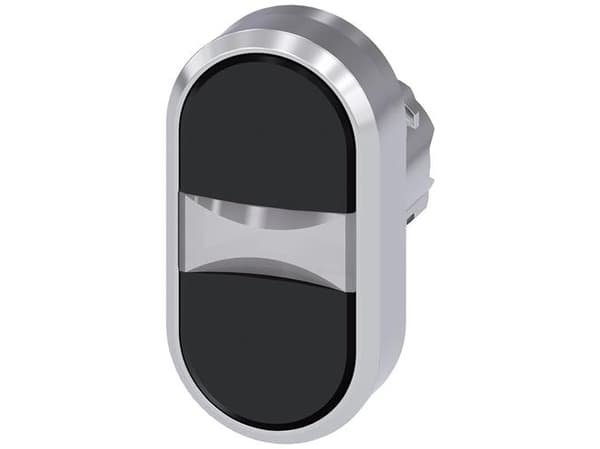 Siemens 3SU10503AB110AA0 3SU1050-3AB11-0AA0 Kaksoispainike Eturengas metallia, kiiltävä Painike hopea, musta 1 kpl