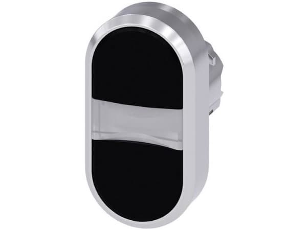 Siemens 3SU10503AB110AA0 3SU1050-3AB11-0AA0 Kaksoispainike Eturengas metallia, kiiltävä Painike hopea, musta 1 kpl