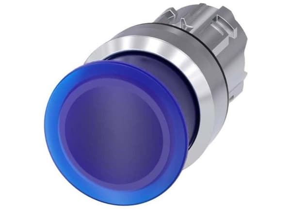Siemens 3SU10511AD500AA0 3SU1051-1AD50-0AA0 Painike Eturengas metallia, kiiltävä Painike hopea, sininen 1 kpl