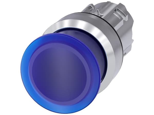 Siemens 3SU10511AD500AA0 3SU1051-1AD50-0AA0 Painike Eturengas metallia, kiiltävä Painike hopea, sininen 1 kpl