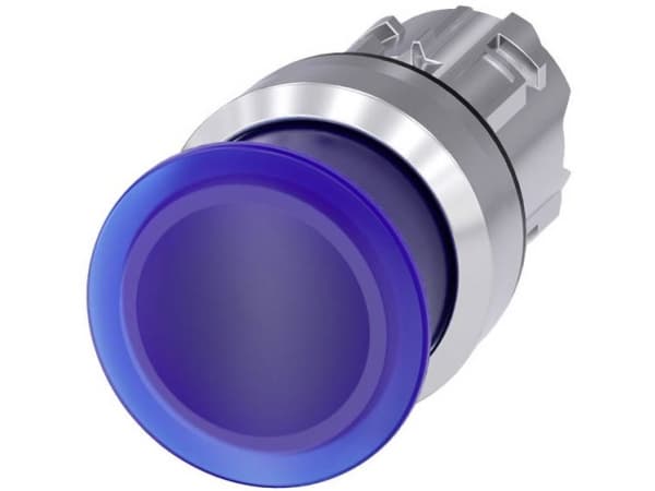 Siemens 3SU10511AD500AA0 3SU1051-1AD50-0AA0 Painike Eturengas metallia, kiiltävä Painike hopea, sininen 1 kpl