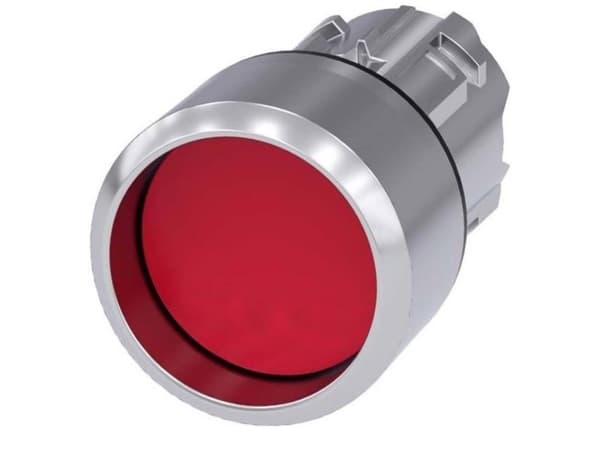 Siemens 3SU10500CB200AA0 3SU1050-0CB20-0AA0 Painike Eturengas metallia, kiiltävä, pyöreä painike hopea, punainen 1 kpl 1 kpl