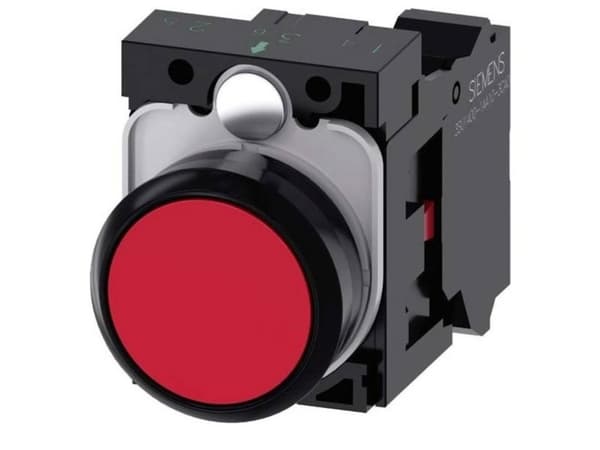 Siemens 3SU11000AB203CA0 3SU1100-0AB20-3CA0 Trykknap Frontring plastic, Rund Knap Sort, Rød 1 stk