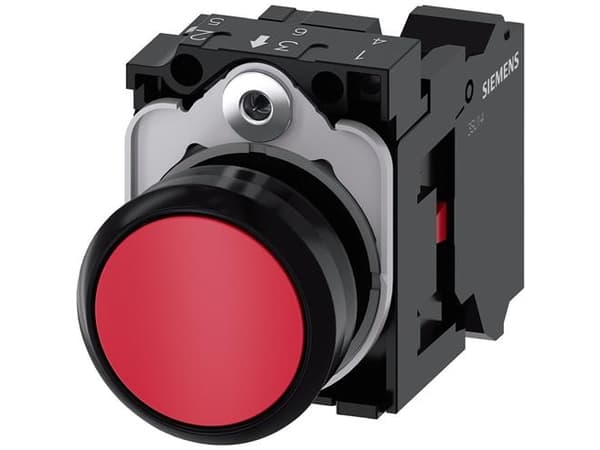 Siemens 3SU11000AB203CA0 3SU1100-0AB20-3CA0 Trykknap Frontring plastic, Rund Knap Sort, Rød 1 stk