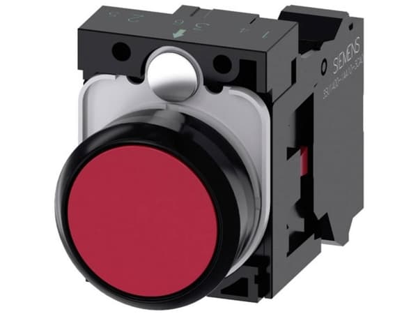 Siemens 3SU11000AB203CA0 3SU1100-0AB20-3CA0 Trykknap Frontring plastic, Rund Knap Sort, Rød 1 stk